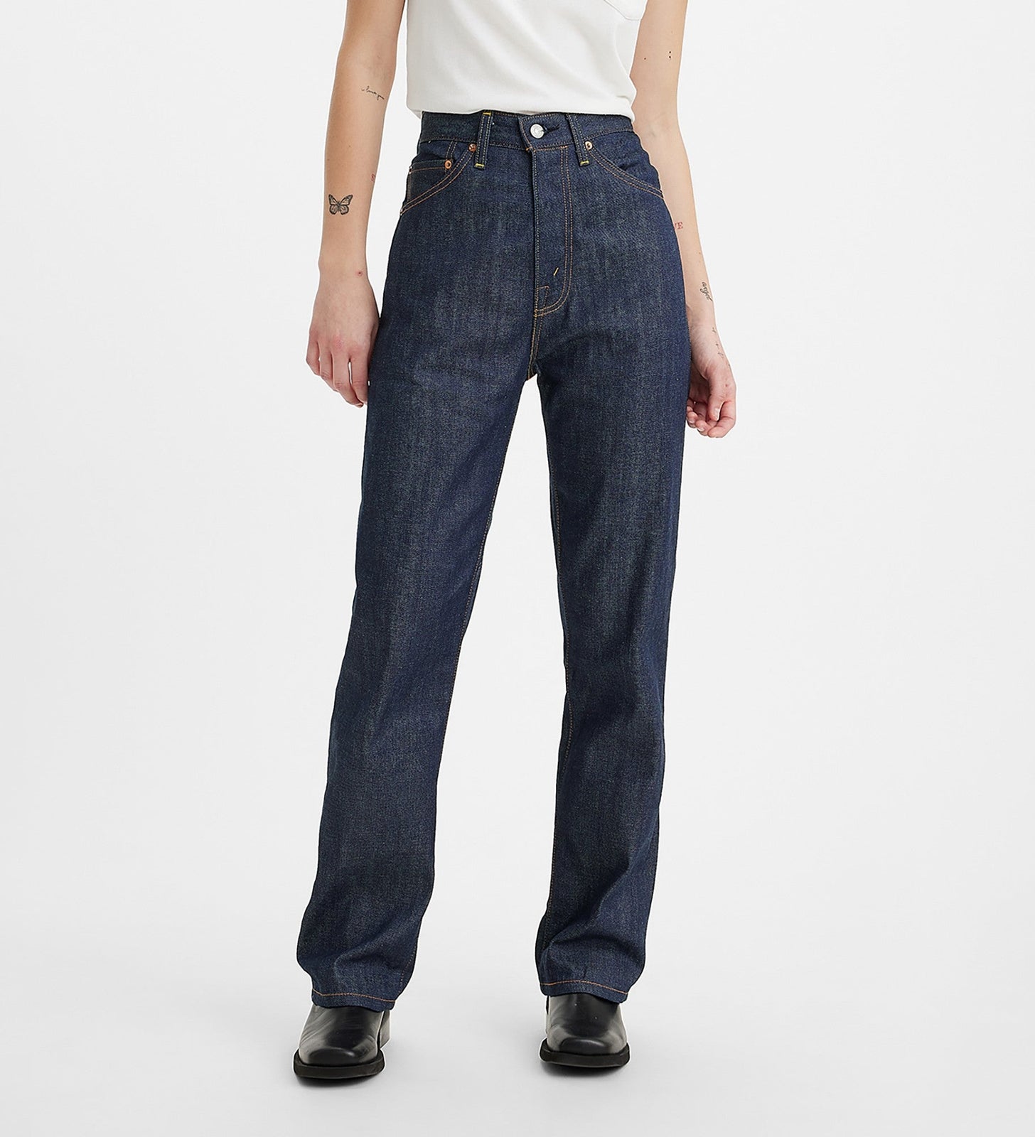levi's® lvc®1950's 701  牛仔褲| 女裝 5070100362630 Dark Indigo Organic 701 - Dark Indigo - Flat Finish – Levi's 香港