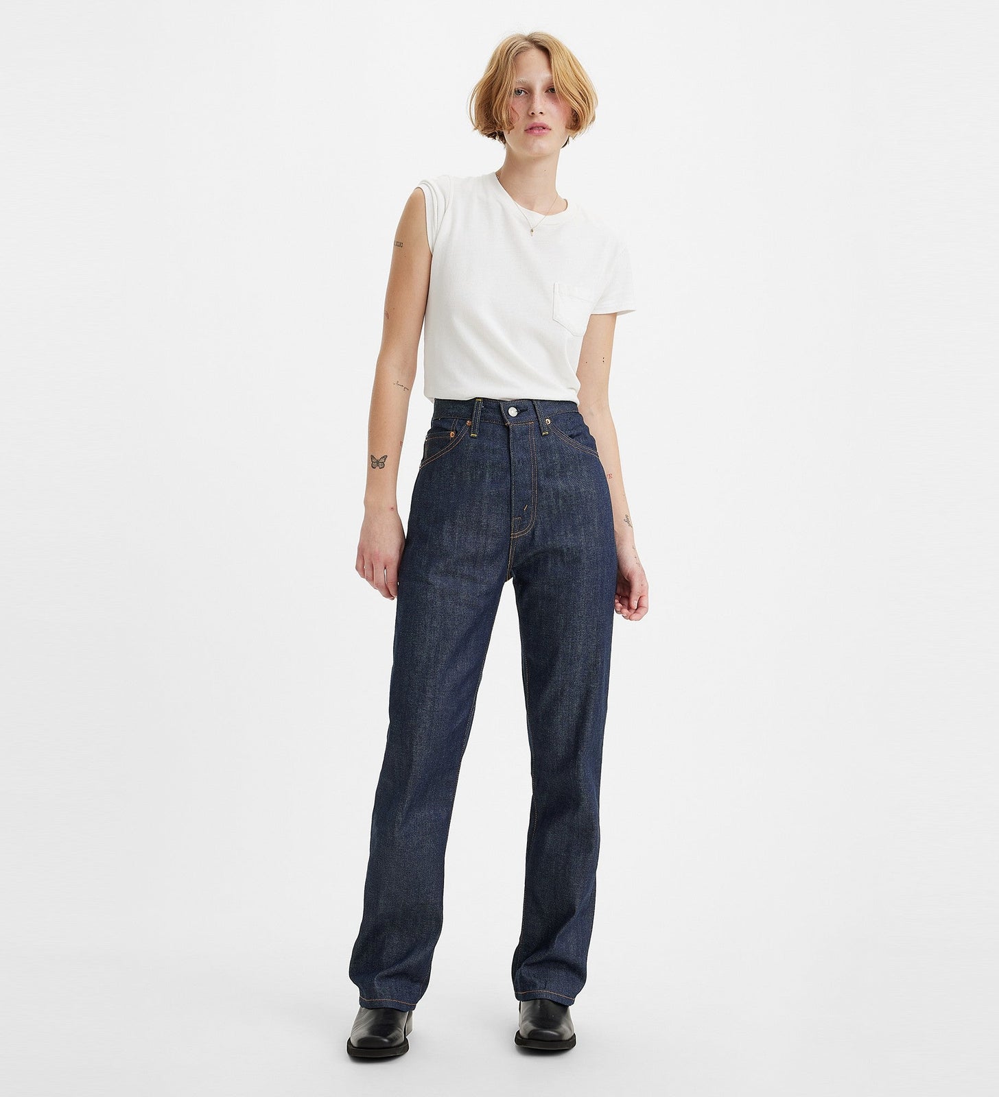 levi's® lvc®1950's 701  牛仔褲| 女裝 5070100362630 Dark Indigo Organic 701 - Dark Indigo - Flat Finish – Levi's 香港