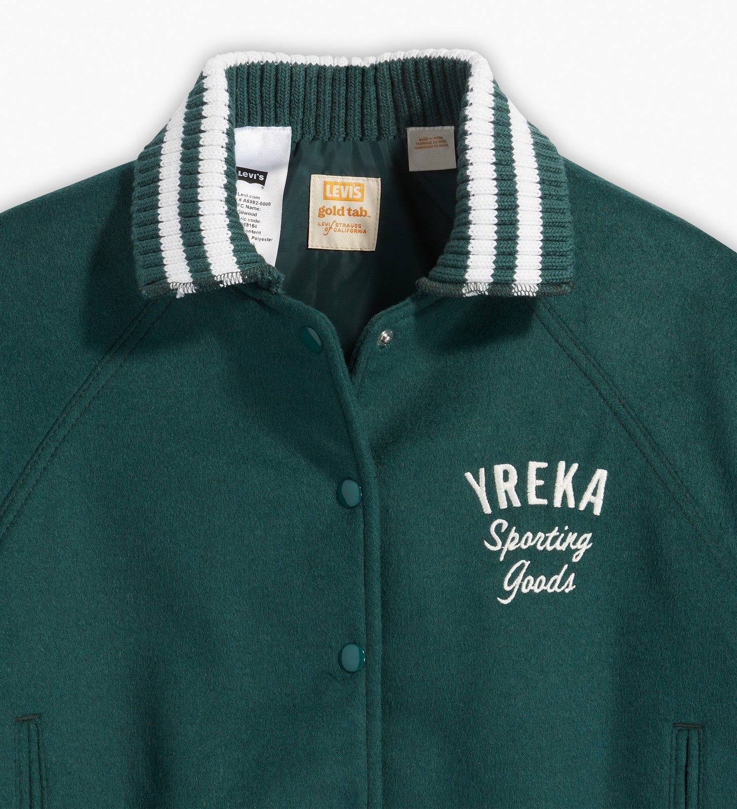 levi's® gold tab™ women's shrunken varsity jacket A59920000S- Yreka 73 Deep Sea Moss – Levi's Hong Kong