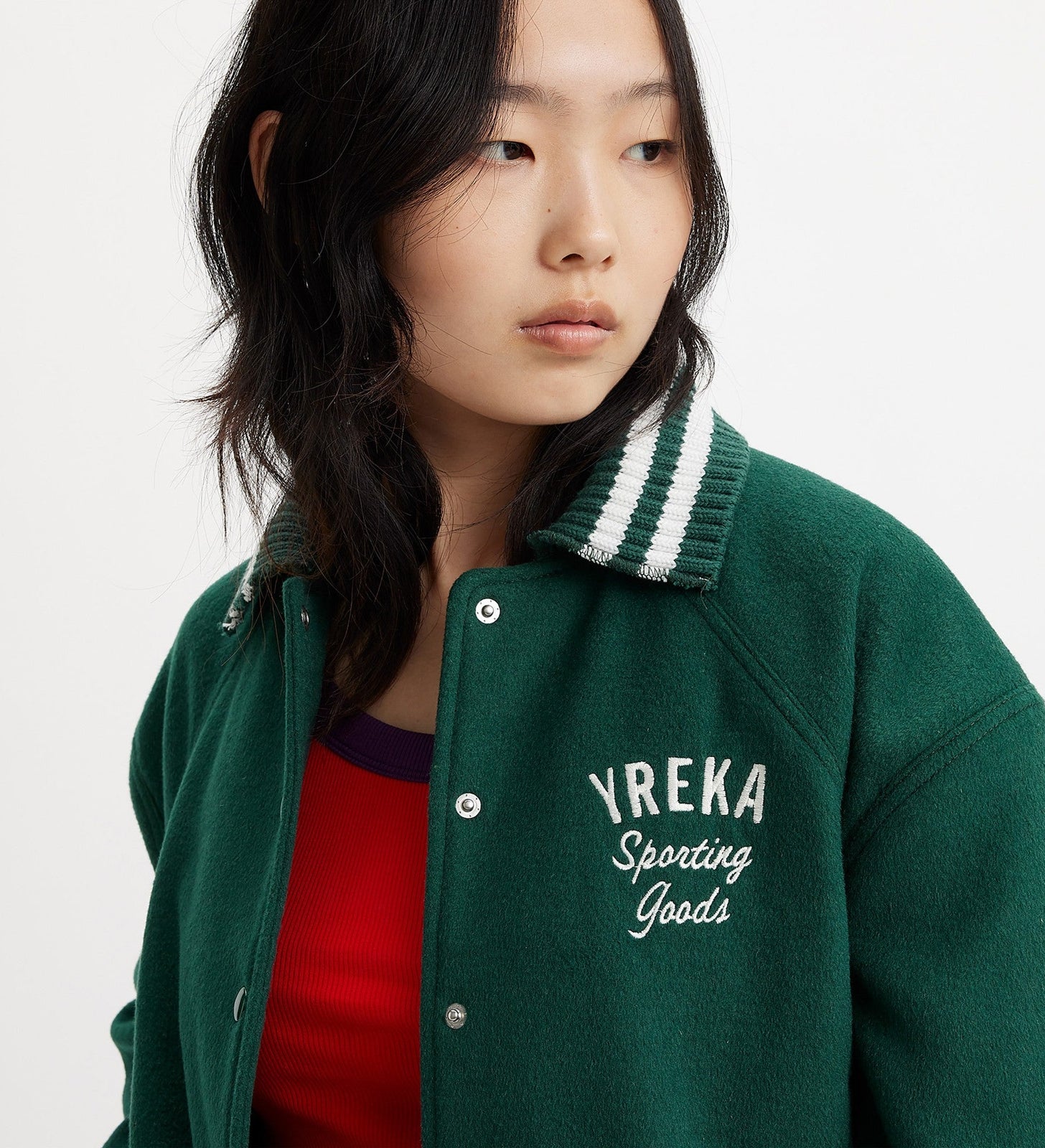 levi's® gold tab™ women's shrunken varsity jacket A59920000S- Yreka 73 Deep Sea Moss – Levi's Hong Kong