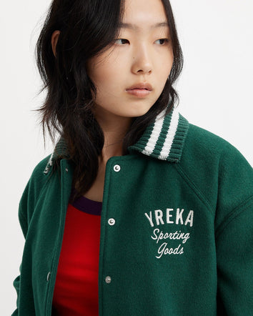 levi's® gold tab™翻領學校風短版外套| 女裝 A59920000XS- Yreka 73 Deep Sea Moss  – Levi's 香港