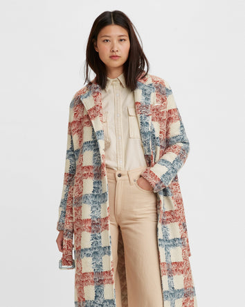levi's® made & crafted®刷毛格仔反領長外套 | 女裝 A03380000XS- Multicolor  – Levi's 香港