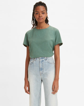 levi's® made & crafted® women's open neck tee A20930002XS- Silver Pine  – Levi's Hong Kong