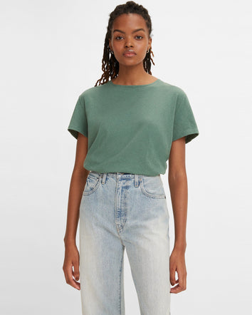 levi's® made & crafted® women's open neck tee A20930002XS- Silver Pine  – Levi's Hong Kong