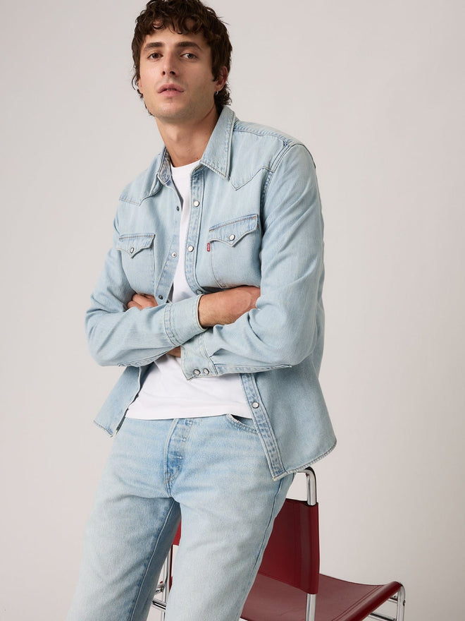 levi's® barstow 標準版型西部襯衫 | 男裝   857440118S- Medium Indigo  – Levi's 香港
