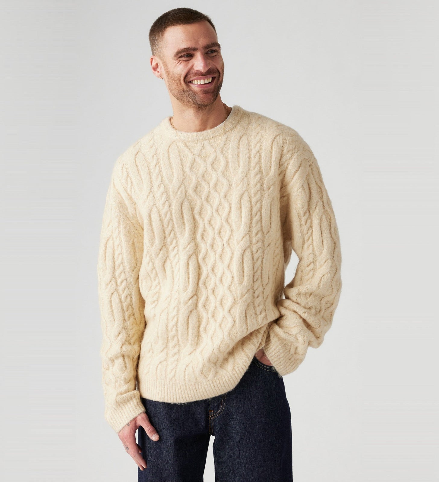 levi’s® men’s battery crewneck sweater A07080022XS- Egret – Levi's Hong Kong
