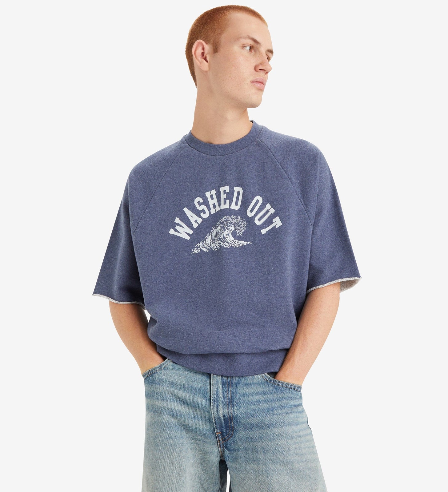 levi's® men's cut-off raglan crewneck sweatshirt A73790000XS- Surf Crew Coastal Fjord Heather - Blue – Levi's Hong Kong