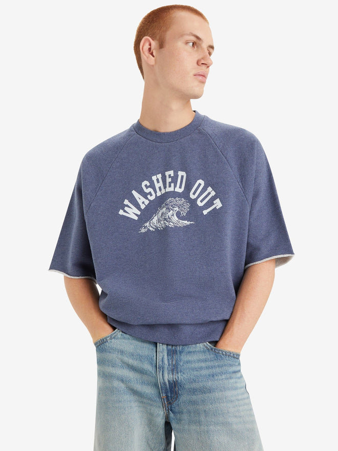 levi's® 牛角短袖圓領毛衣 | 男裝 A73790000XS- Surf Crew Coastal Fjord Heather - Blue  – Levi's 香港