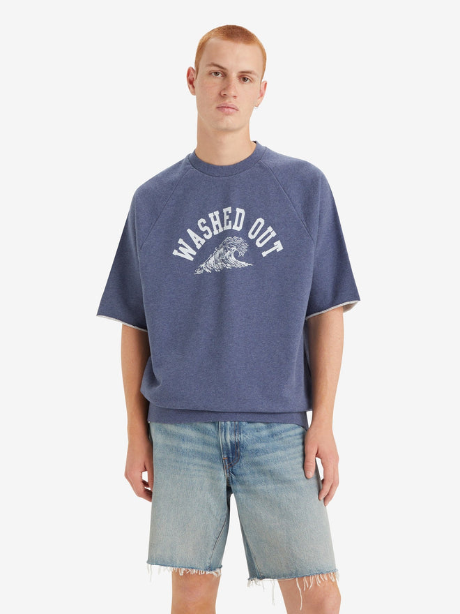 levi's® 牛角短袖圓領毛衣 | 男裝 A73790000XS- Surf Crew Coastal Fjord Heather - Blue  – Levi's 香港