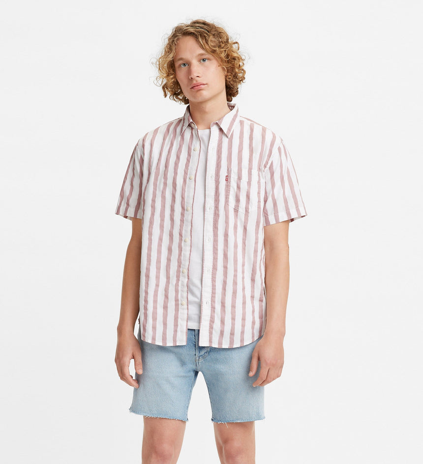 levi's® men's denim short sleeve standard fit sunset 1 pocket shirt 866240023XS- Rio Stripe Woodrose – Levi's Hong Kong