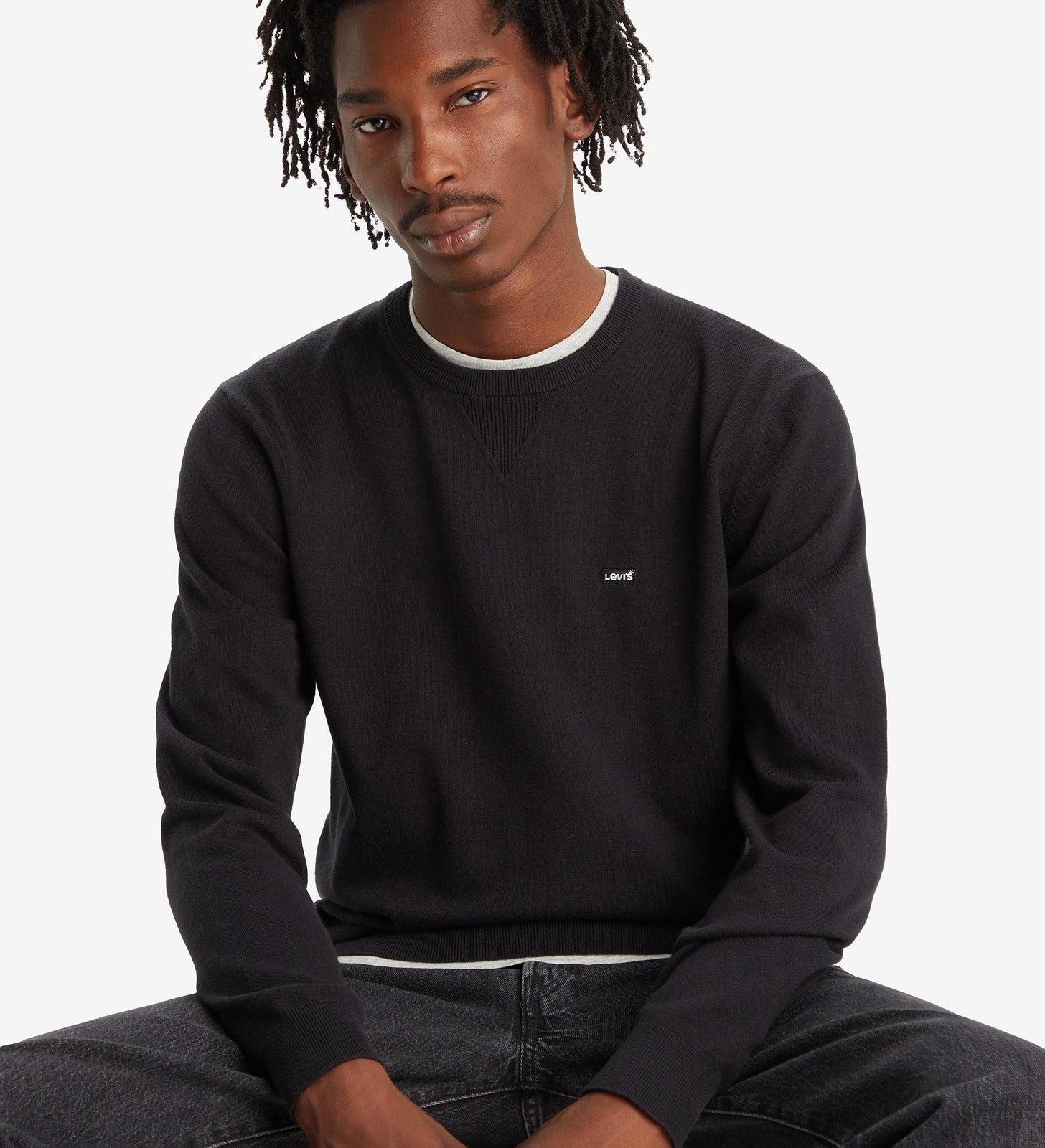 levi's® men's lightweight housemark sweater A72070001XS- Black – Levi's Hong Kong