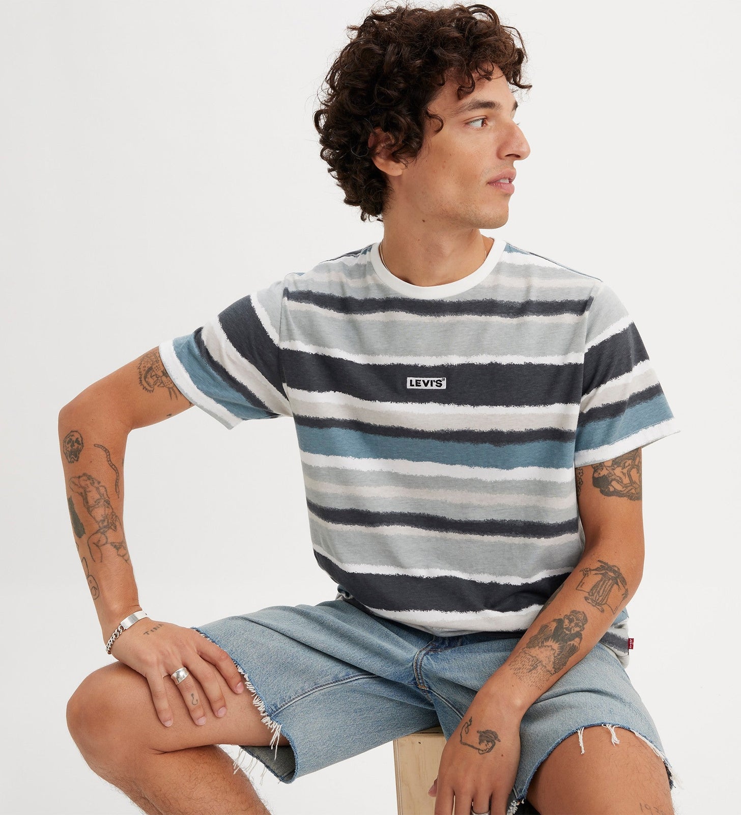 levi's®  寬鬆 baby tab 短袖 t 恤| 男裝 795540083XS- Blued Gradient Stripe Black Oyster – Levi's 香港