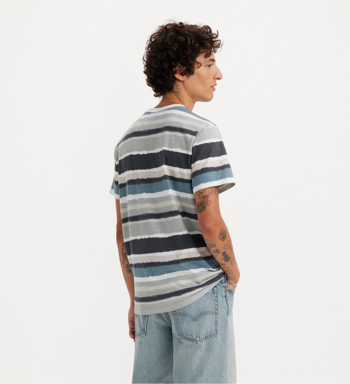 levi's®  寬鬆 baby tab 短袖 t 恤| 男裝 795540083XS- Blued Gradient Stripe Black Oyster – Levi's 香港