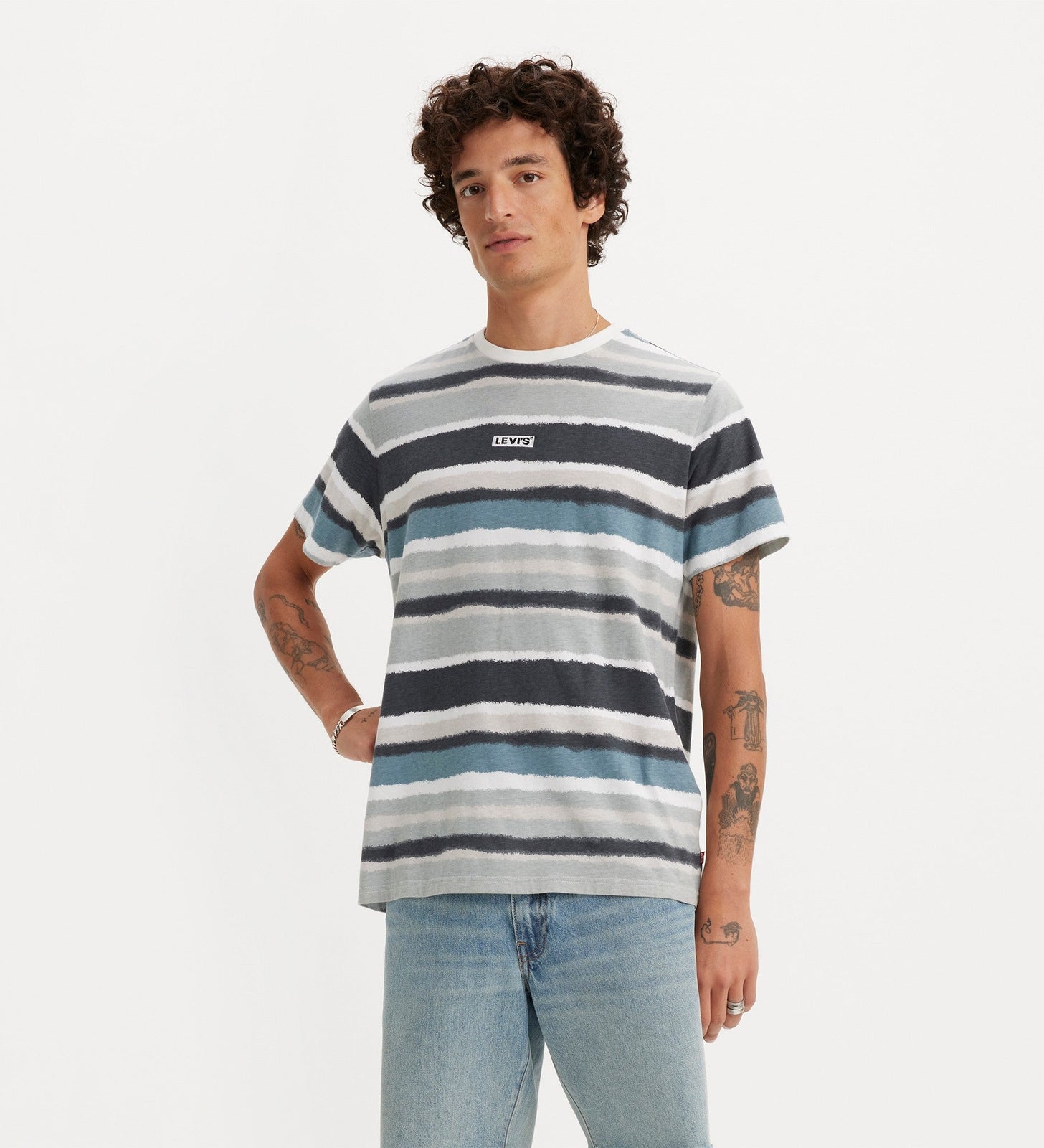 levi's®  寬鬆 baby tab 短袖 t 恤| 男裝 795540083XS- Blued Gradient Stripe Black Oyster – Levi's 香港