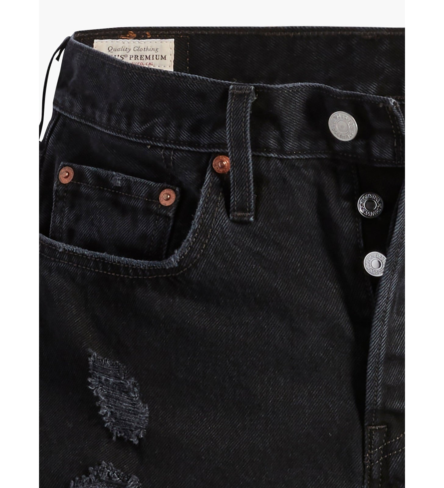 levi's® women's 501® original high rise jean shorts 56327031824- Black Destructed – Levi's Hong Kong