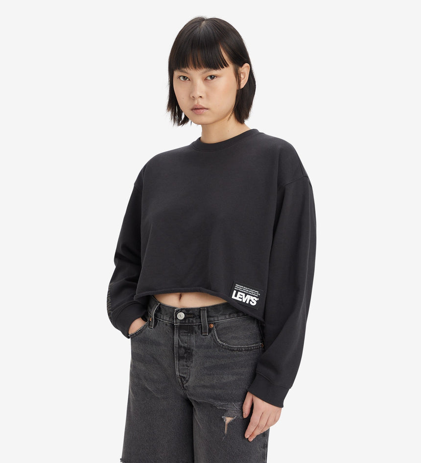 levi's® women's carla crew sweatshirt A61040001XS- Crew Minimal Sport Logo 2 Caviar – Levi's Hong Kong