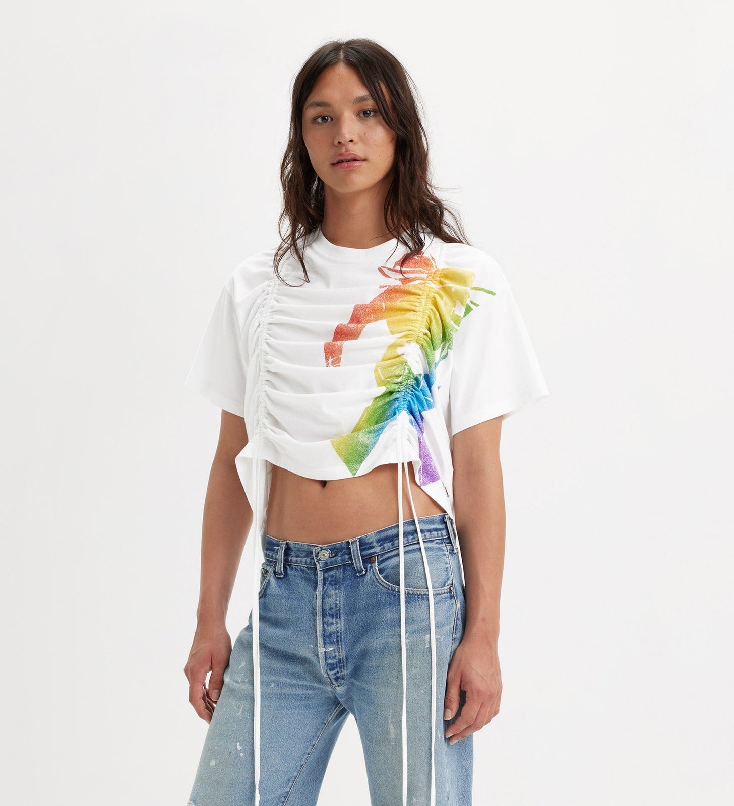 levi's® women's cinched short stack t-shirt A79410000XS- Bright White – Levi's Hong Kong