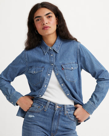 levi's® women's essential western shirt 167860017XS- Going Steady 5 - Blue  – Levi's Hong Kong