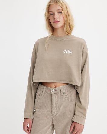 levi's®長袖印花圖案 reese 短版 t 恤 | 女裝 A35250005S- Fresh Logo Ls Moon Rock  – Levi's 香港