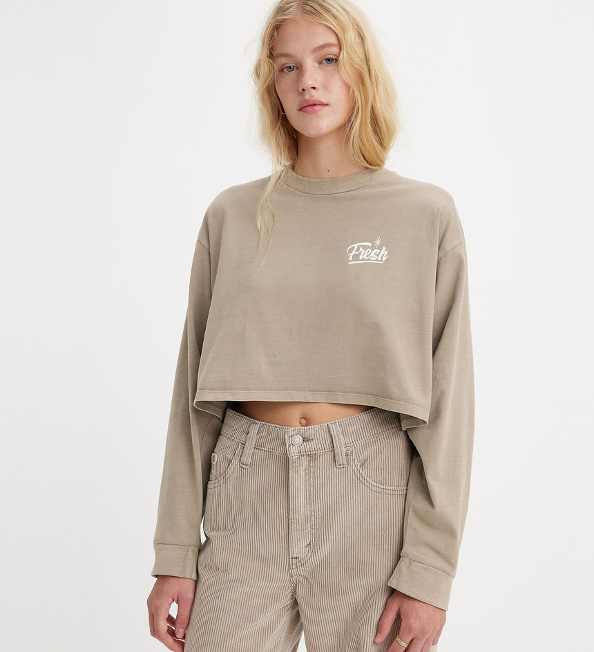 levi's® women's graphic long sleeve reese cropped tee A35250005S- Fresh Logo Ls Moon Rock – Levi's Hong Kong