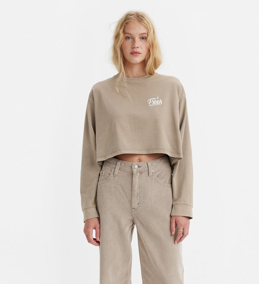 levi's® women's graphic long sleeve reese cropped tee A35250005S- Fresh Logo Ls Moon Rock – Levi's Hong Kong