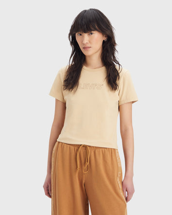 levi's®rickie 圖案 tee | 女裝 179440035M- Minimal Sport Logo Outline Warm Sand - Neutral  – Levi's 香港