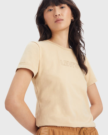 levi's®rickie 圖案 tee | 女裝 179440035M- Minimal Sport Logo Outline Warm Sand - Neutral  – Levi's 香港