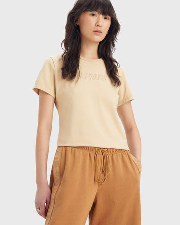 levi's®rickie 圖案 tee | 女裝 179440035M- Minimal Sport Logo Outline Warm Sand - Neutral  – Levi's 香港
