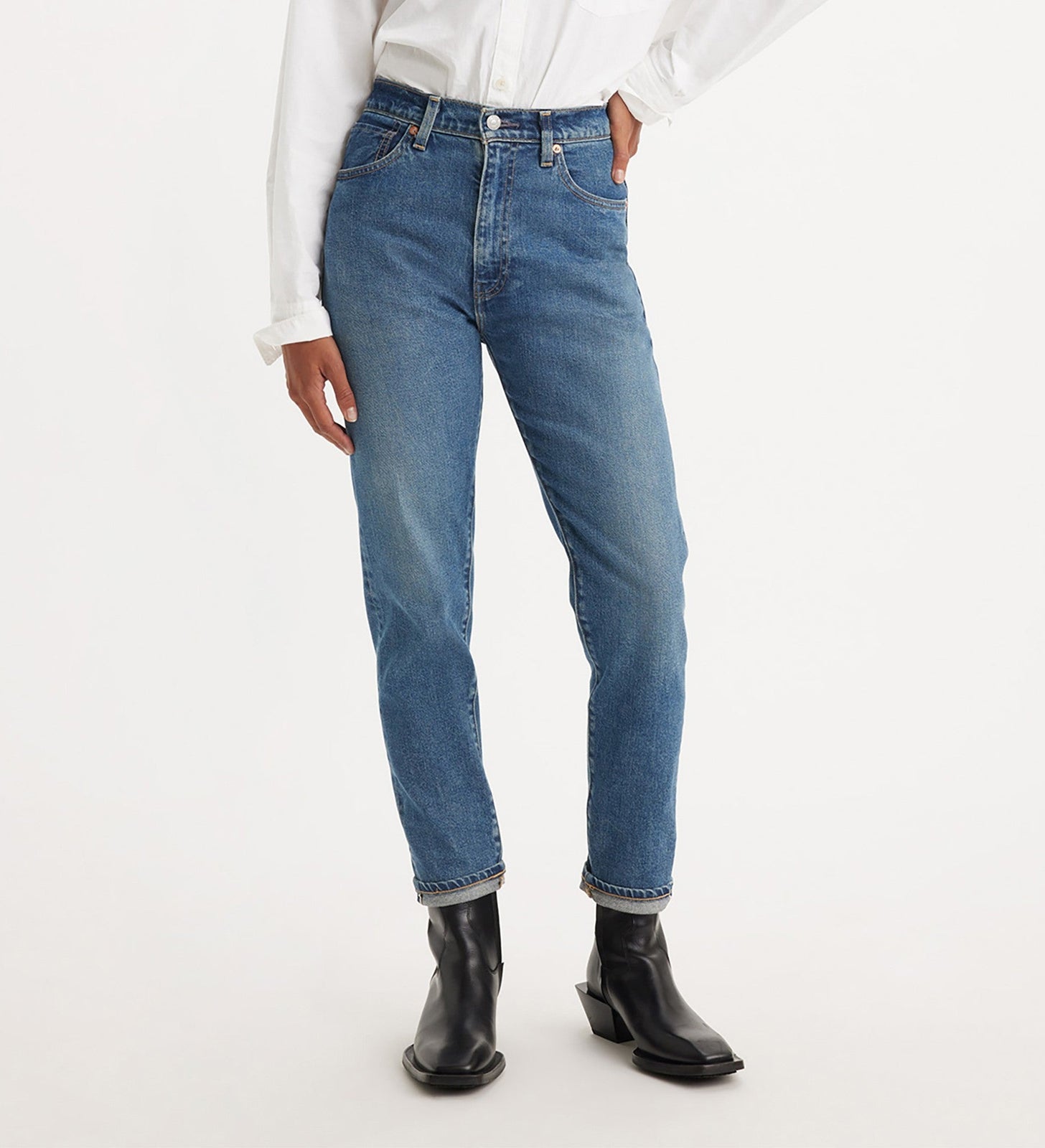 levi's® 日本製高腰修身牛仔褲 | 女裝 A589100022429 Mij Nonkina - Med Indigo - Worn In – Levi's 香港