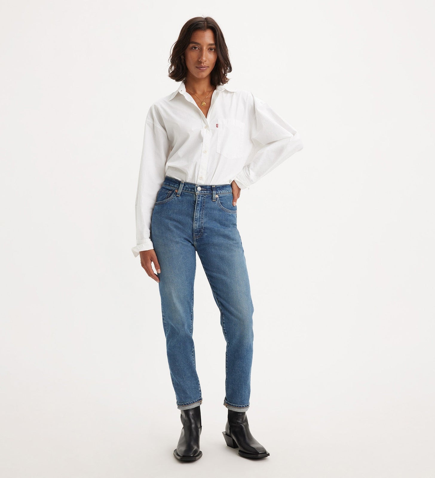 levi's® 日本製高腰修身牛仔褲 | 女裝 A589100022429 Mij Nonkina - Med Indigo - Worn In – Levi's 香港