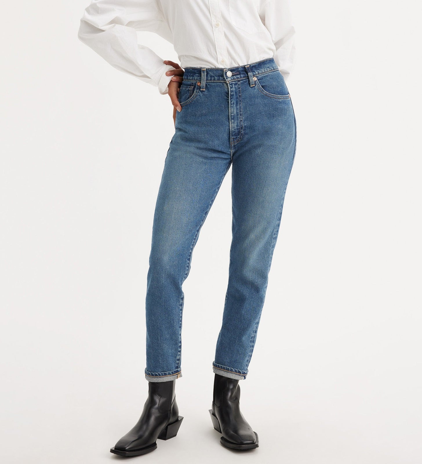 levi's® 日本製高腰修身牛仔褲 | 女裝 A589100022429 Mij Nonkina - Med Indigo - Worn In – Levi's 香港
