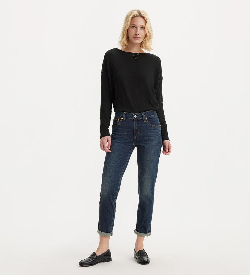 levi's® 中腰男友風牛仔褲 | 女裝 1988703182427 Dark Indigo – Levi's 香港
