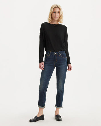 levi's® women's mid-rise boyfriend jeans 1988703182427 Dark Indigo  – Levi's Hong Kong