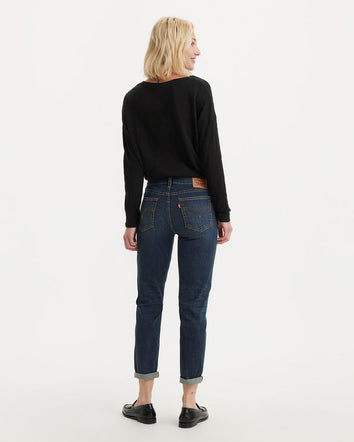levi's® women's mid-rise boyfriend jeans 1988703182427 Dark Indigo  – Levi's Hong Kong