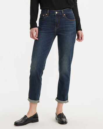 levi's® women's mid-rise boyfriend jeans 1988703182427 Dark Indigo  – Levi's Hong Kong