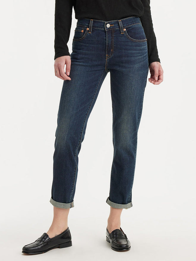 levi's® women's mid-rise boyfriend jeans 1988703182427 Dark Indigo  – Levi's Hong Kong