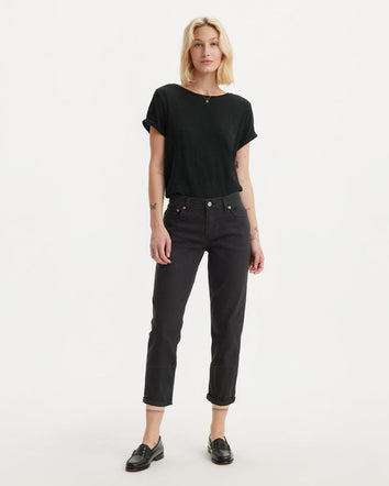 levi's® women's mid-rise boyfriend jeans 1988703242427 Black  – Levi's Hong Kong
