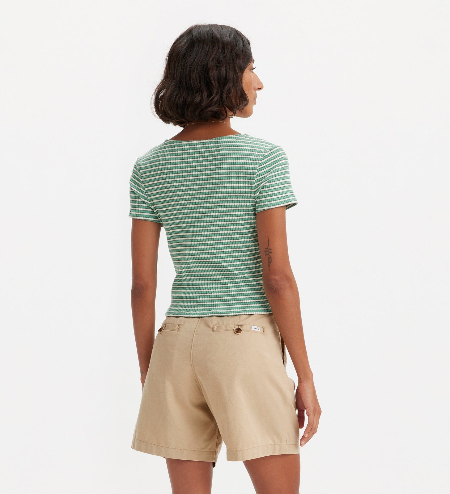 levi's® monica 短袖 t 恤| 女裝 A71820003XS- Penny Stripe Beryl Green – Levi's 香港