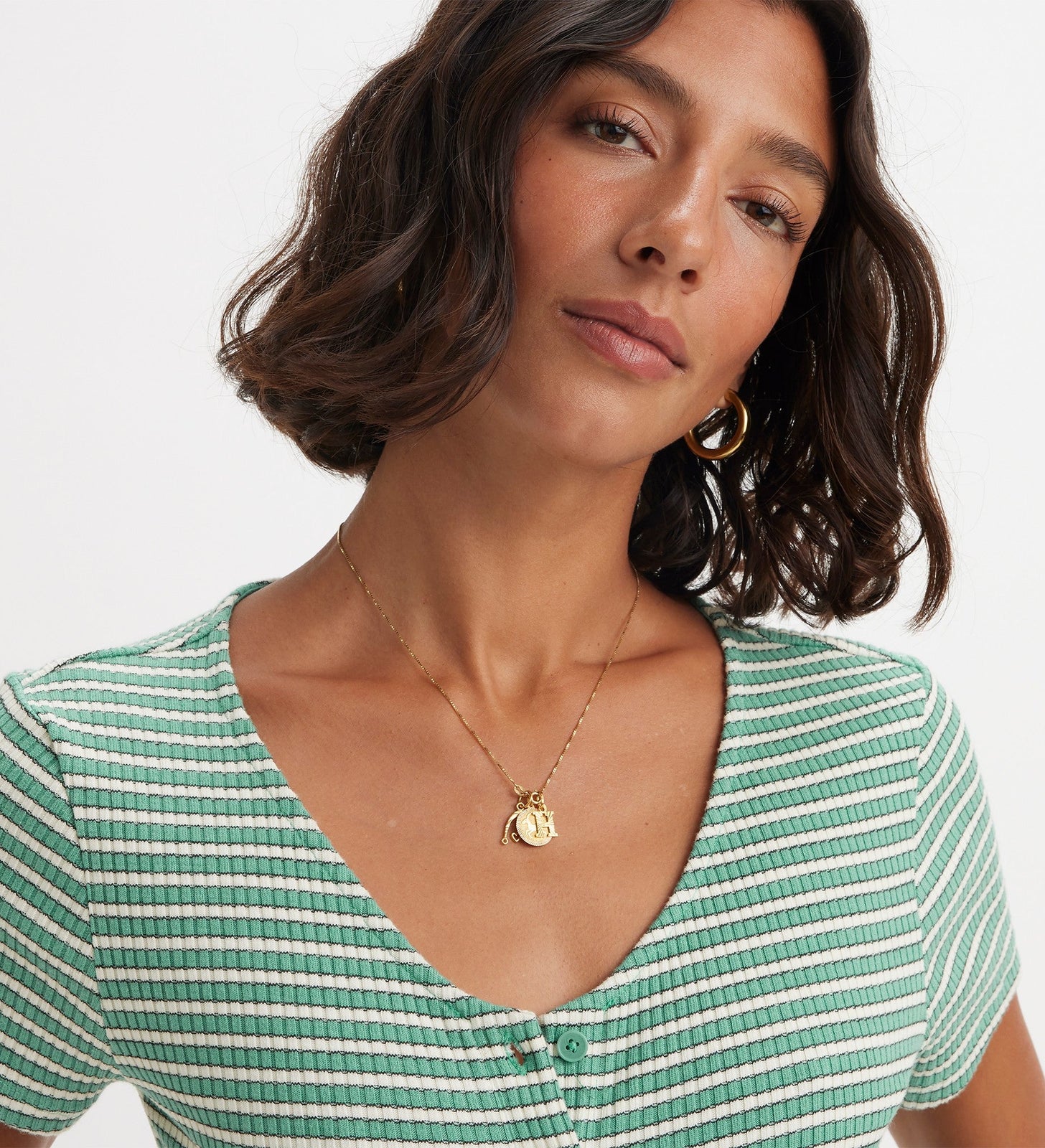 levi's® monica 短袖 t 恤| 女裝 A71820003XS- Penny Stripe Beryl Green – Levi's 香港