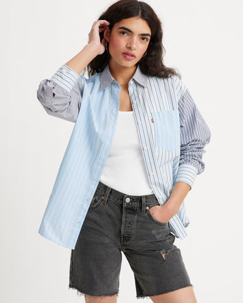 levi's®oversize 直間恤衫 | 女裝 A33620019XXS- Lorelai Stripe Omphalodes - Blue  – Levi's 香港