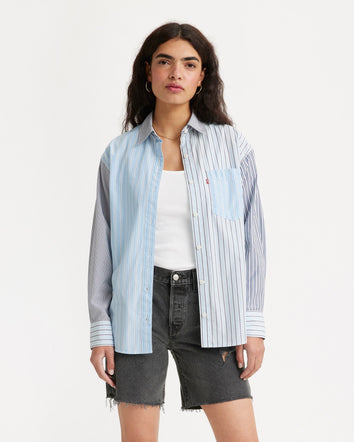 levi's®oversize 直間恤衫 | 女裝 A33620019XXS- Lorelai Stripe Omphalodes - Blue  – Levi's 香港