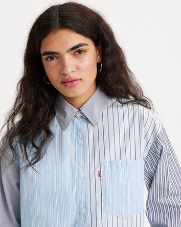 levi's®oversize 直間恤衫 | 女裝 A33620019XXS- Lorelai Stripe Omphalodes - Blue  – Levi's 香港