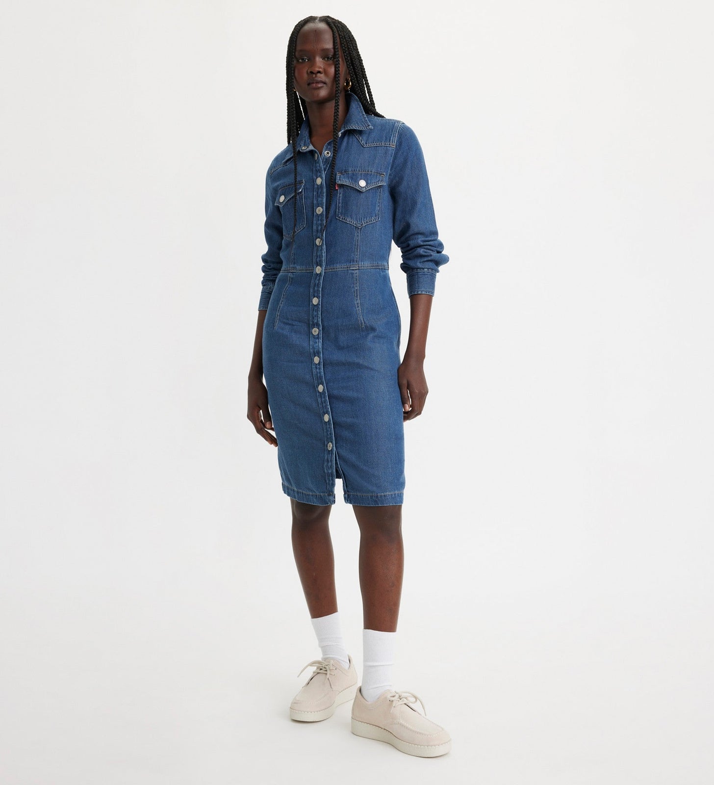 levi's® 牛仔西式連身裙 | 女裝 A75650000XXS- Med Indigo+ - Worn In - Blue – Levi's 香港