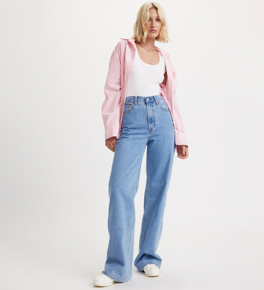 levi's® 女士ribcage 闊腳牛仔褲 | 女裝 A608100052730 Splash Zone - Med Indigo - Flat Finish – Levi's 香港