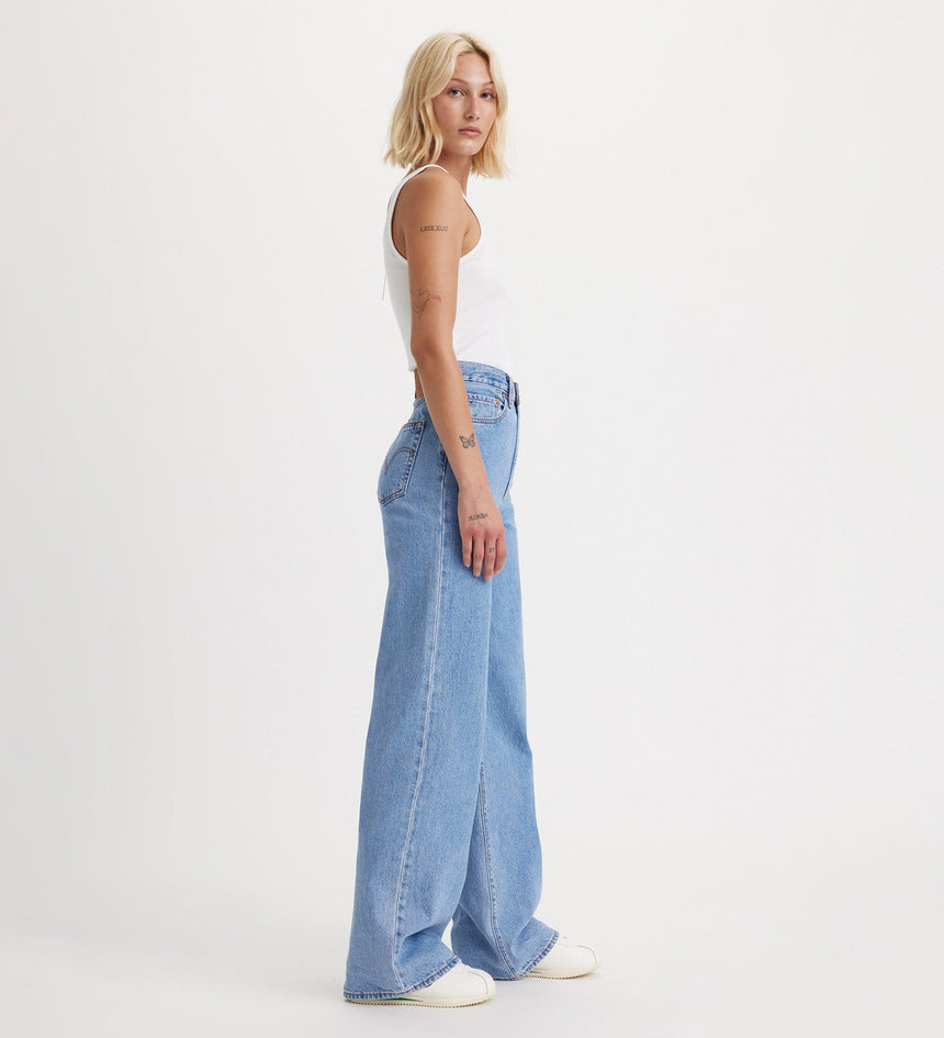 levi's® 女士ribcage 闊腳牛仔褲 | 女裝 A608100052730 Splash Zone - Med Indigo - Flat Finish – Levi's 香港
