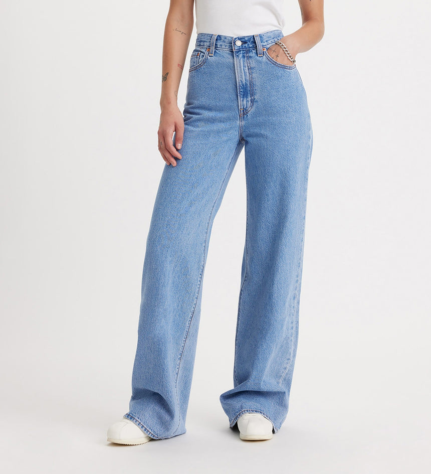 levi's® 女士ribcage 闊腳牛仔褲 | 女裝 A608100052730 Splash Zone - Med Indigo - Flat Finish – Levi's 香港