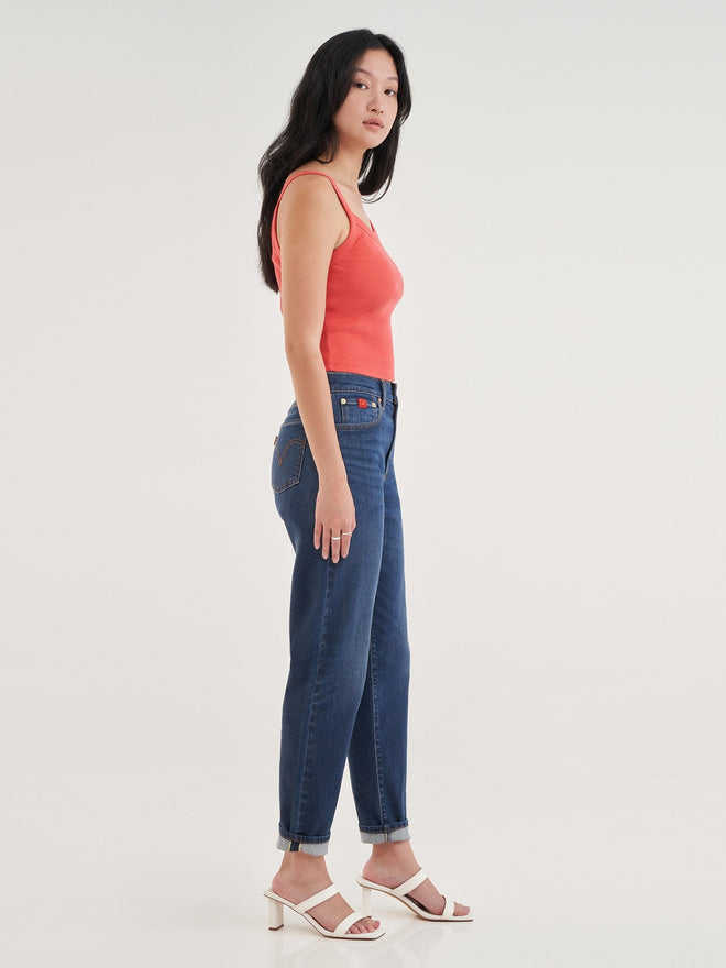 levi's® 高腰男友 boyfriend 牛仔褲 | 女裝 1974500122427 Cny Storm Mist - Medium Indigo - Worn In  – Levi's 香港