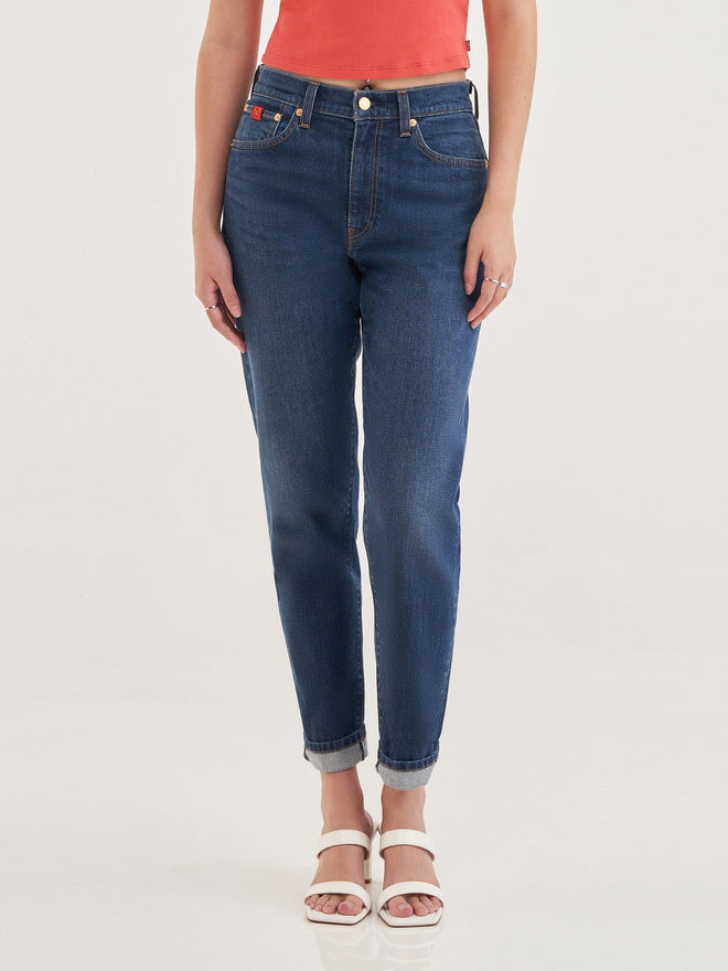 levi's® 高腰男友 boyfriend 牛仔褲 | 女裝 1974500122427 Cny Storm Mist - Medium Indigo - Worn In  – Levi's 香港