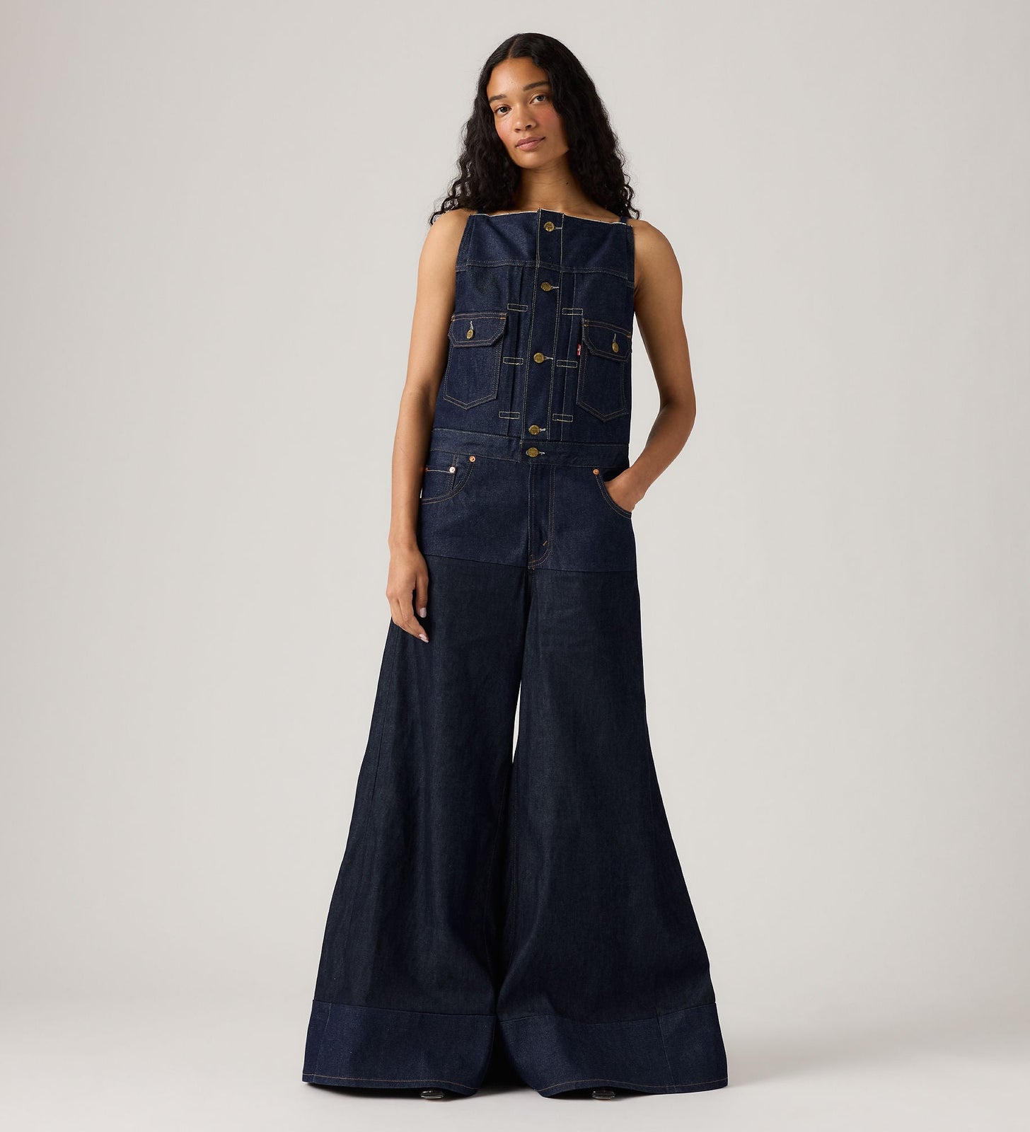 levi's® x sacai women’s denim jumpsuit 0035G0000S- Rinse – Levi's Hong Kong