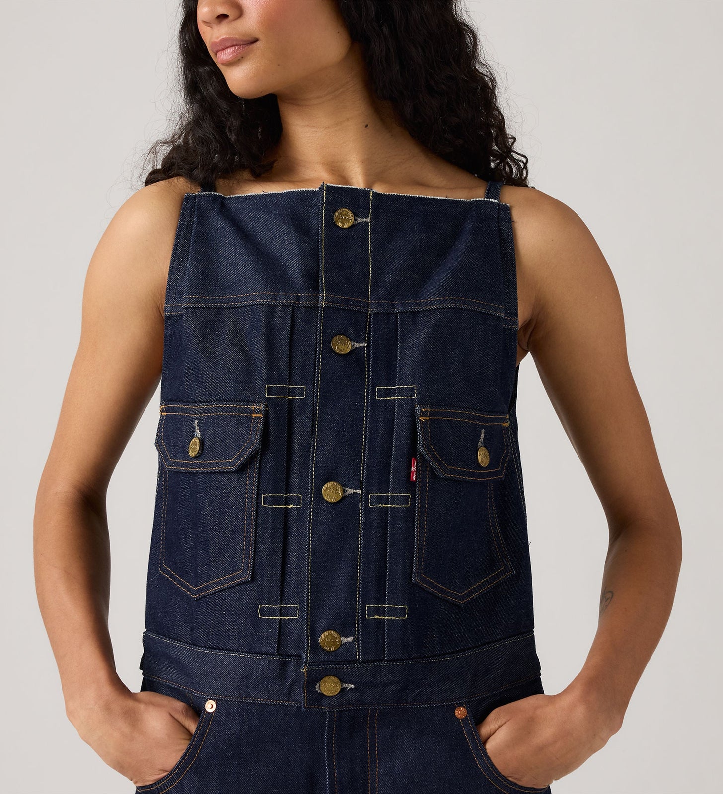 levi's® x sacai women’s denim jumpsuit 0035G0000S- Rinse – Levi's Hong Kong